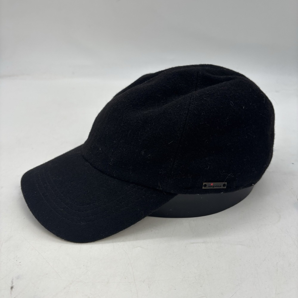 Wigens Kent Baseball Cap Hat Ear Flaps Size 59 100% Wool 130007 Black